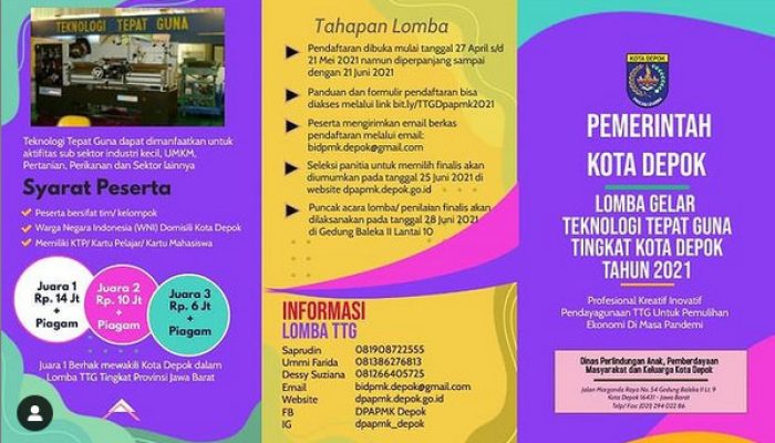 Gali Potensi, DPAPMK Depok Gelar Lomba Teknologi Tepat Guna