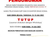 Pelayanan Tatap Muka Dinsos Depok Ditutup Sementara