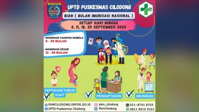 Selama September 2022, Puskesmas Cilodong Buka Pelayanan Imunisasi Balita Setiap Hari Minggu