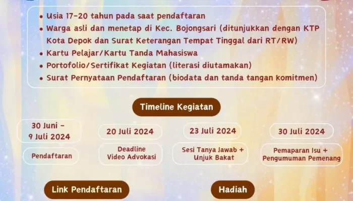 Yuk Daftar! Paguyuban Duta Baca Depok Gelar Kompetisi Literasi
