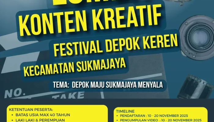Tinggal 3 Hari Lagi! Buruan Daftar Lomba Konten Kreatif Festival Kota Depok Kecamatan Sukmajaya